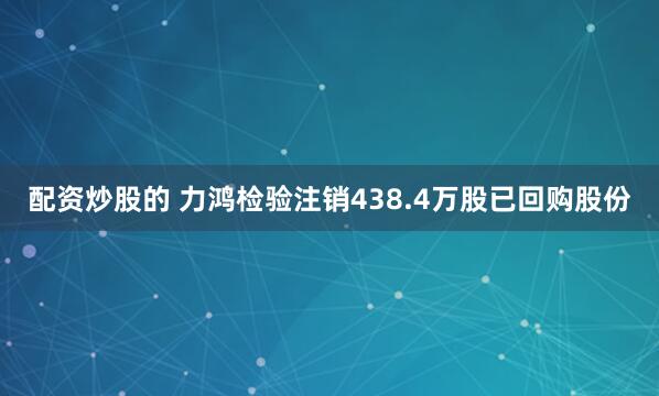 配资炒股的 力鸿检验注销438.4万股已回购股份